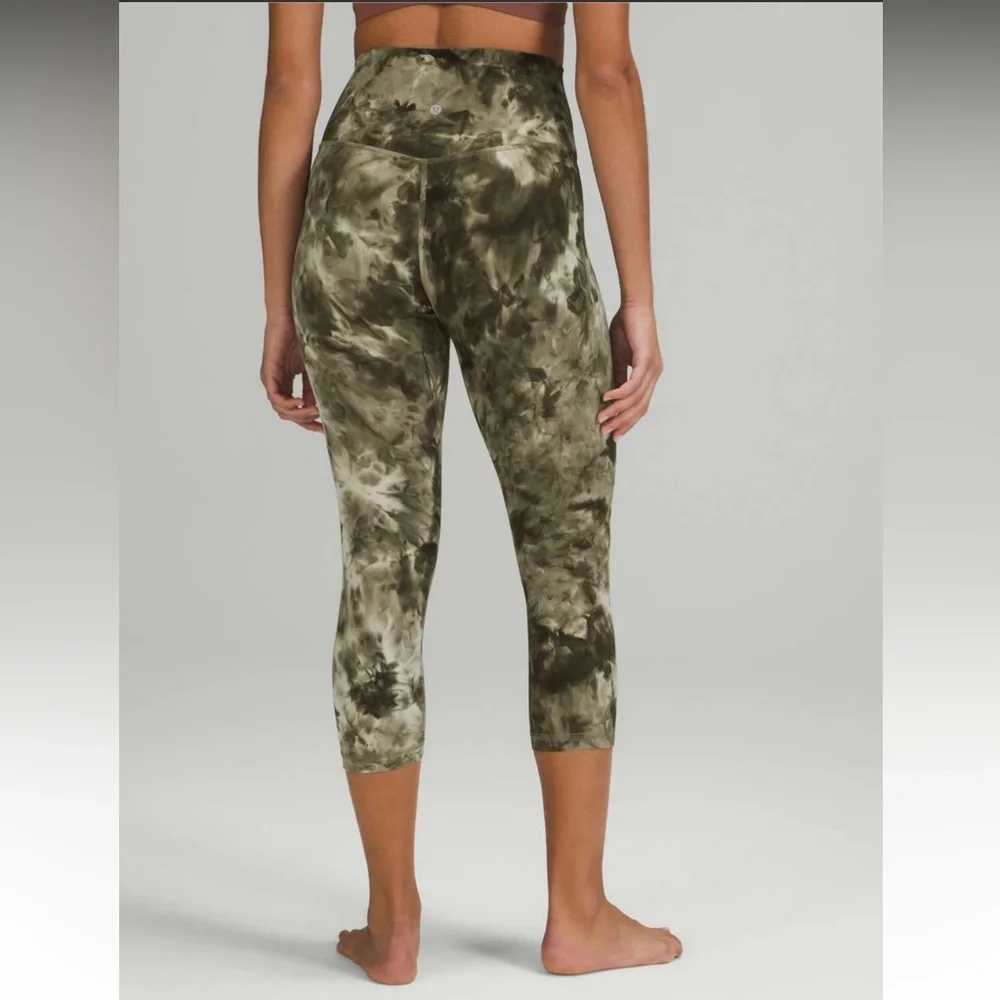 Women’s Lululemon Align High-Rise Crop 21” Leggings Diamond Dye Sage Olive Sz 4